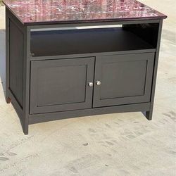 Black epoxy top tv stand with storage red white gold and black 25”H x 32”L x 19”W