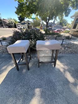 24” tall stools gray fabric