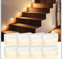 8 Pack Motion Sensor Stair Light Indoor, Battery Operated Night Lights