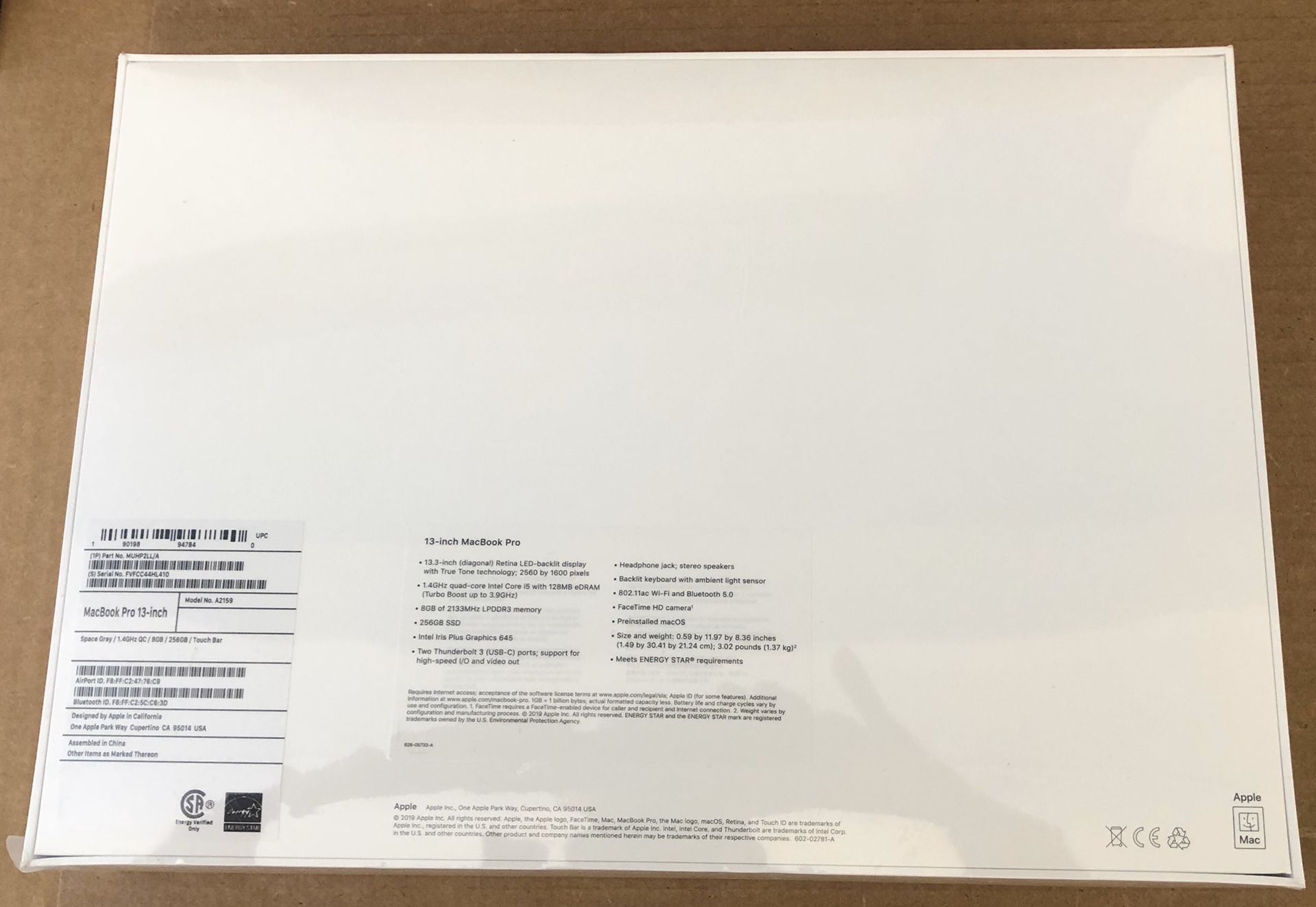 楽天市場】macbook pro (2019) 13インチ 1.4ghz 128gbの通販