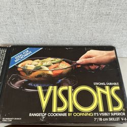 Vintage 1984 Visions Corning Rangetop or Microwave 7" / 18cm Skillet V-6 - NIB