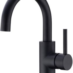 Black Bathroom Faucet Brushed Nickel, Prep Wet Bar Sink Faucet Stainless Steel Single Hole Small Kitchen Faucet with 4 Inch Deck Plate, Mini Faucet Ou