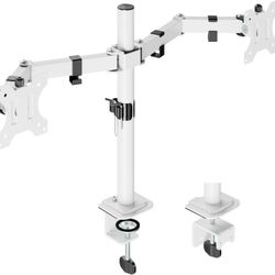 New Dual Monitor Mount, Dual Monitor Stand for Two 17"-32" Flat/Curved Computer Screens, Fully Adjustable Dual Monitor Arms Hold up to 17.6lbs, VESA 7