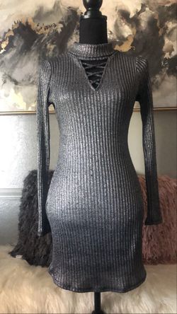 Material Girl brand silver metallic dress