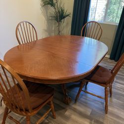 Solid Wood Oval Dining Table + 4 Chairs (48” x 71”)