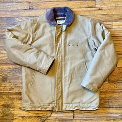 Buzz Rickson's DEMOTEX-ED N-1 Deck Wool USN NAVY Jacket Size 40 Khaki Beige