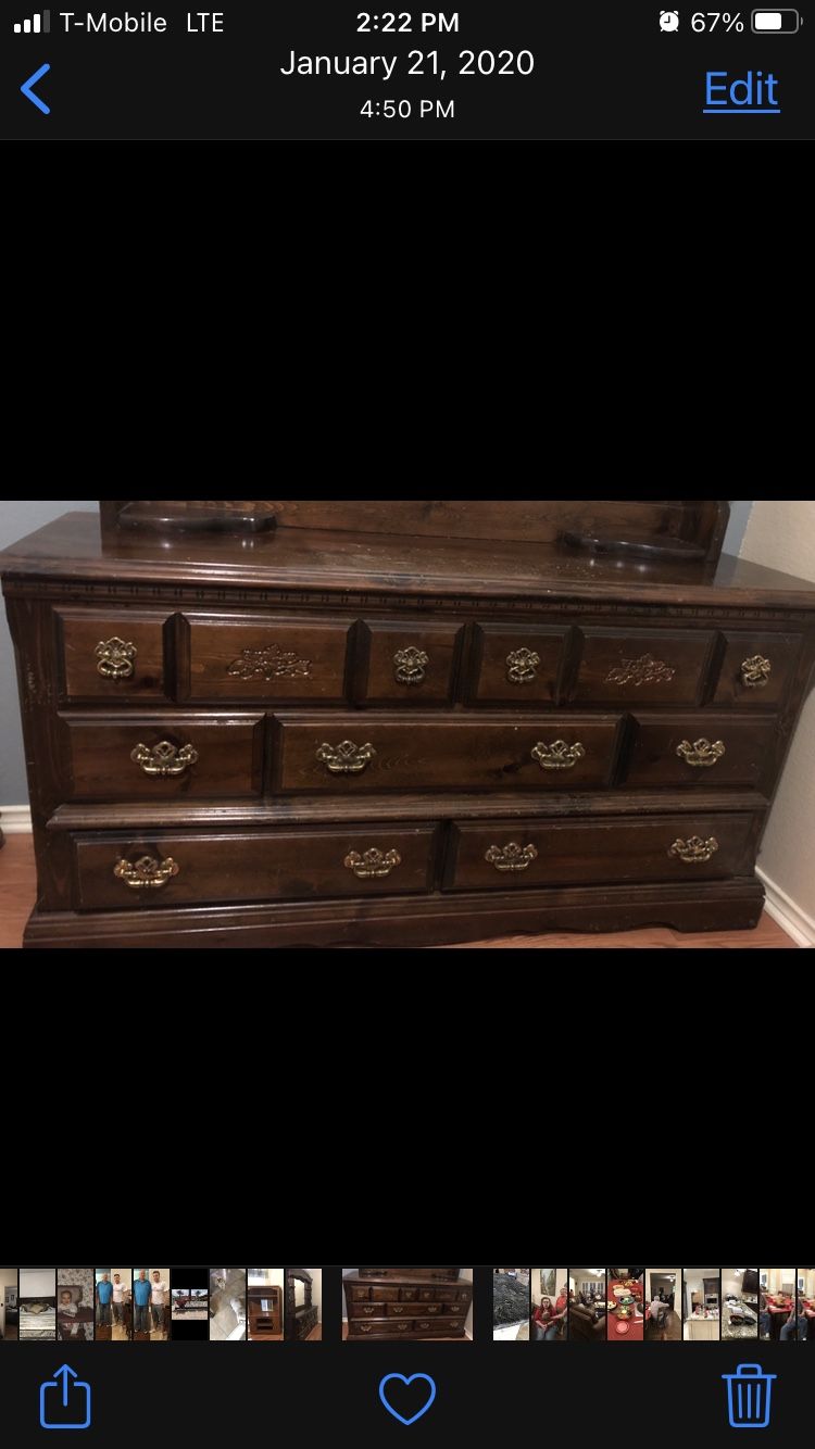 Triple Dresser With Mirror And Shelves 