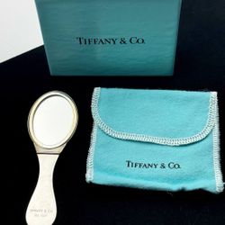 Vtg Tiffany & Co Makeup Folding Purse Mirror Compact 925 Sterling Silver Box Dust Bag