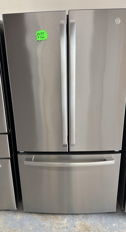 GE French Door Fridge – Stainless, Ice Maker, Clean