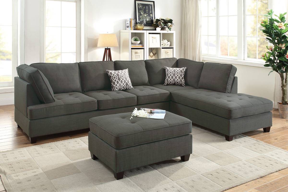 Gray Sectional Sofa - Ottoman Sold Separate (Free Delivery)