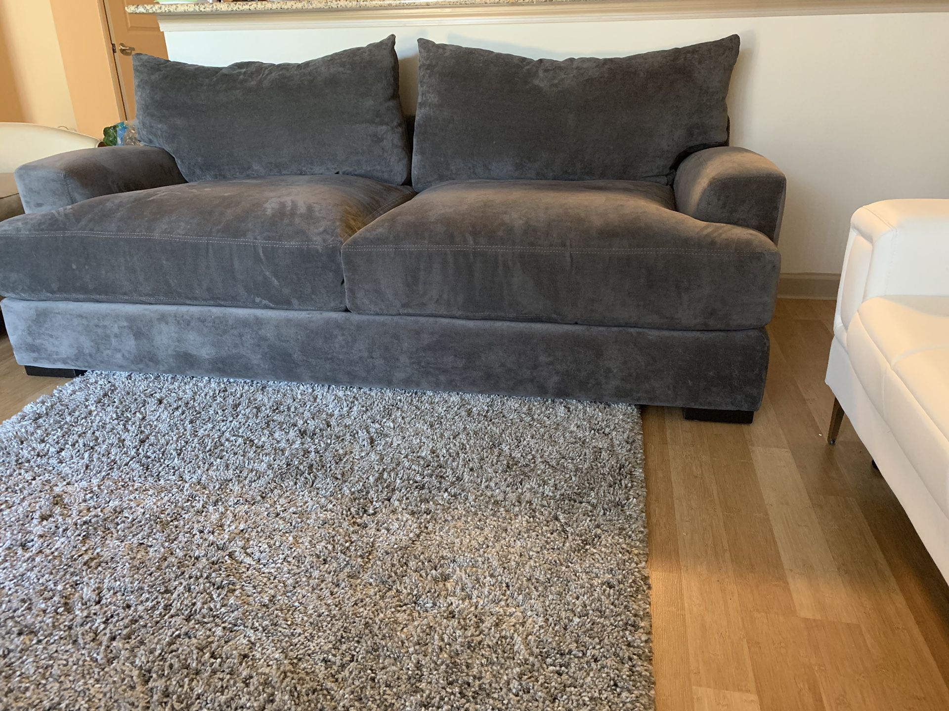 Z Gallerie — WIDE, plush, dark gray sofa (comfortably seats 3+)