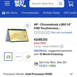 HP Chromebook X360 14” FHD Touchscreen 