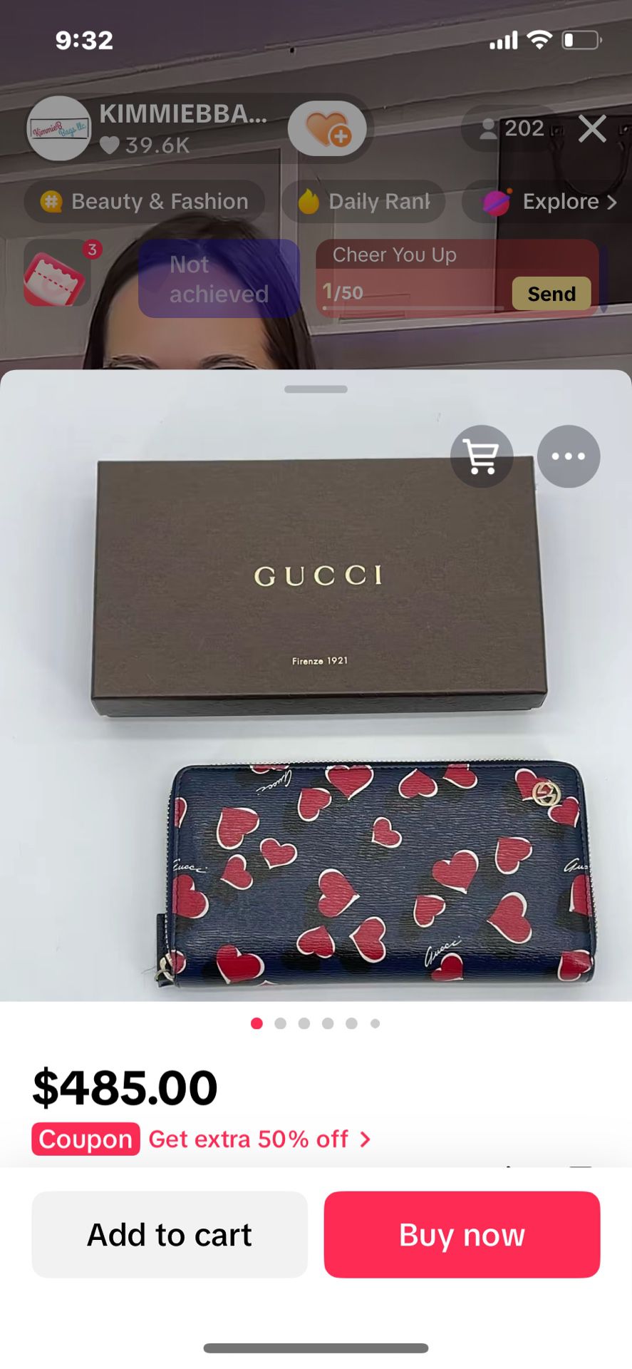 Gucci Wallet With Hearts 