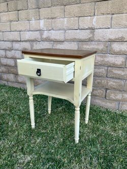 Beige Brown One Drawer Side Table Nightstand