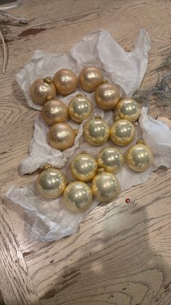 Vintage Gold Blown Glass Christmas Ornaments