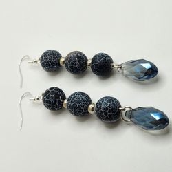 Blue Crystal Teardrop Stone Earrings