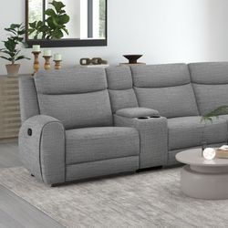 Grey Reclining Sectional With Reclining Seats