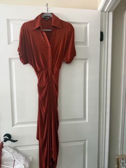 Fashion Nova Rust Button-Down Maxi Dress Size M