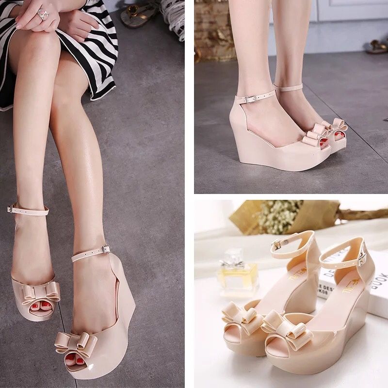 Nude Wedge Sandals in Size 7