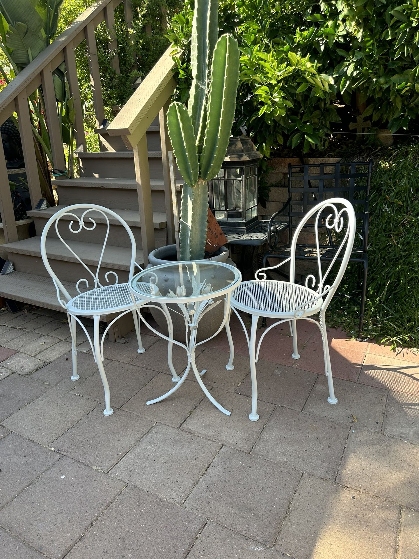 Wrought Iron Vintage Bistro Table Set! Delivery Available For Extra Fee.