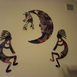 3 Piece Kokopelli And Moon Metal Wall ART