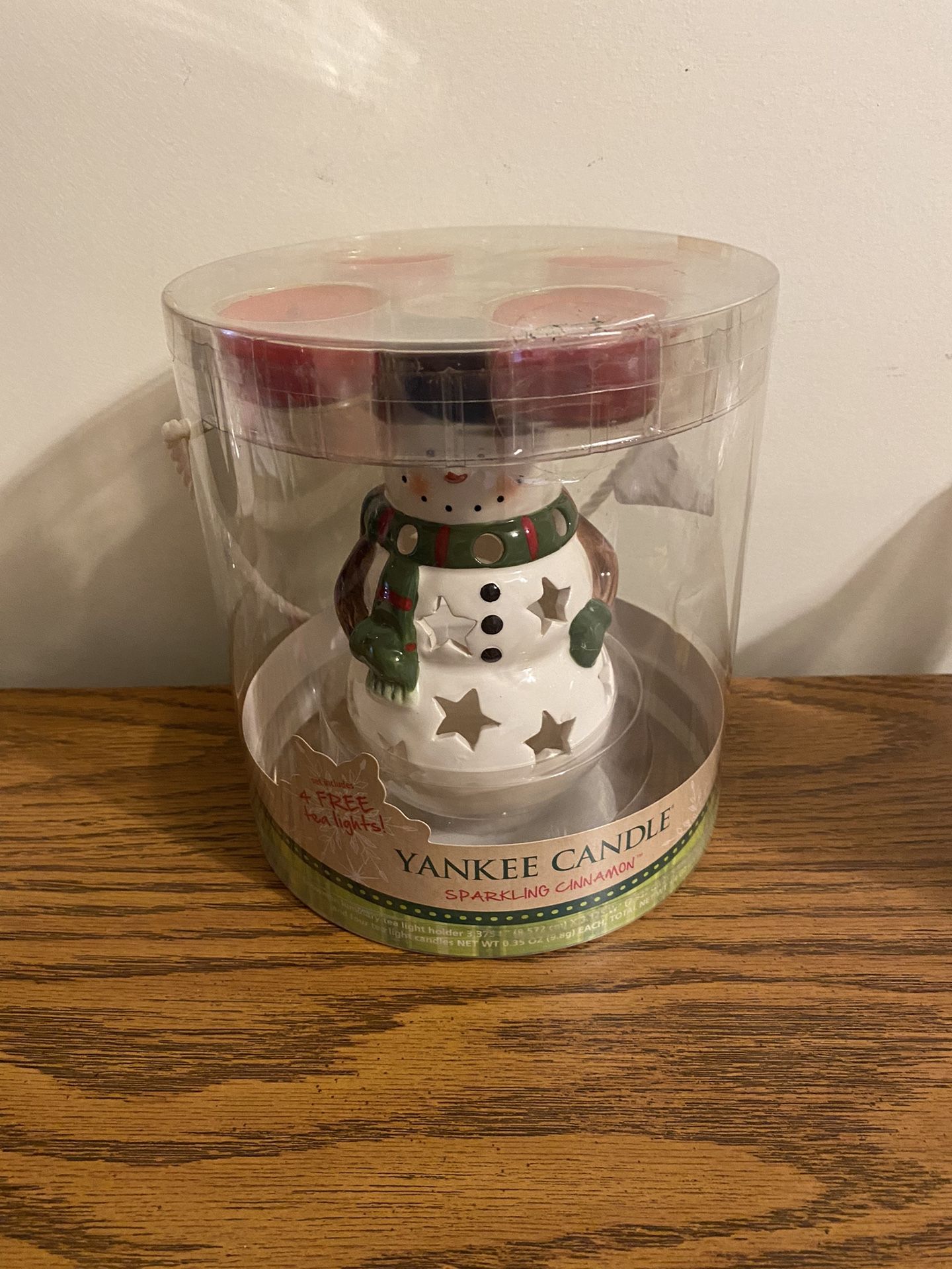 Nib Yankee Candle Snowman Tea Light Holder With Four Tea Lights