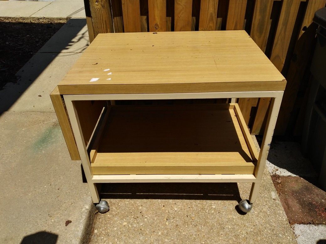 Pantry Wood & Metal Table on Wheels