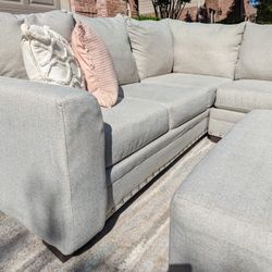 Large Beige Sectional W/ Ottoman, DELIVERY AVAILABLE!!