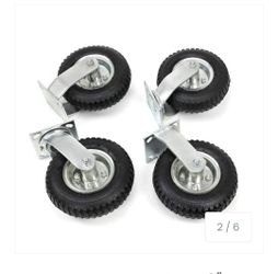 XtremepowerUS 4Pcs 8" Pneumatic Air Tire Wheel 2 Rigid + 2 Swivel HD Farm Cart