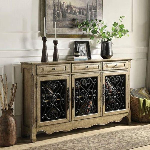 Antique Style CONSOLE ENTRY TABLE CABINET BOMBE Glassless ...