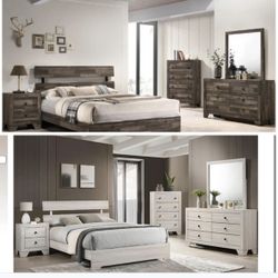4- Pc Bedroom set Dresser,Mirror  Nightstand (1) Queen size bed frame  Not including Mattress and Box Sp