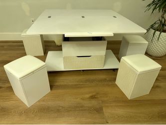 Convertible Dining Table & Ottoman Set