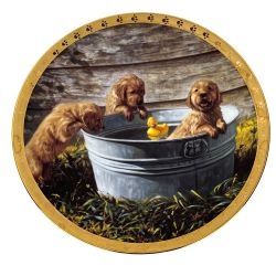 Vintage Hamilton Collection Golden Retriever Plate The Water's Fine Jon Ren
