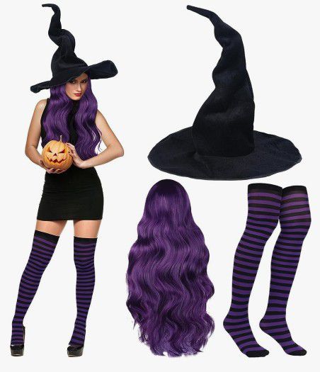3Pcs Halloween Witch Costume Set