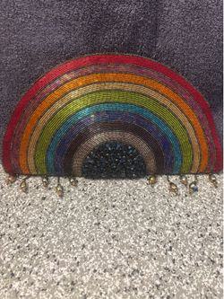 Mary Frances Beaded Half Moon Rainbow Clutch.. Never Used.. Rare!!!
