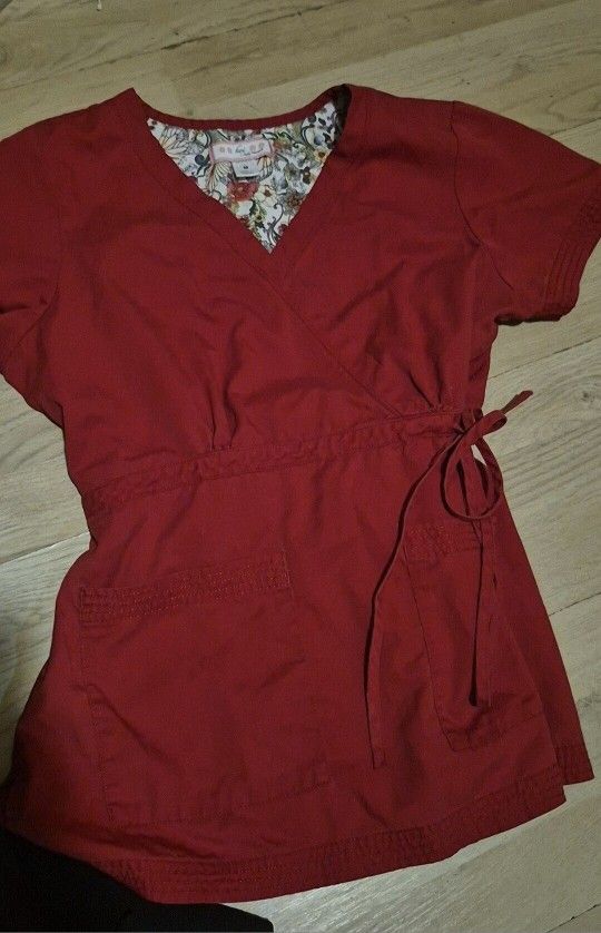 Red Scrub Top