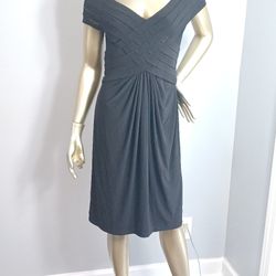 Adrianna Pappell Off Shoulder Criss Cross Little Black Dress