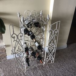 Antique Gothic Revival 1940s Wrought Iron Gated Wine Rack- Holds 20 Bottles