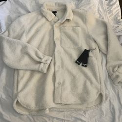 Forever 21 White Faux Shearling Button-Up Jacket XXL 