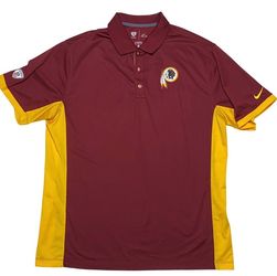 Nike Washington Redskins Polo Shirt XL Dri-Fit Embroidered Logos NFL Training