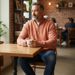 Tommy Bahama Rust Olive Mock Neck 1/4 Zip Tight-Knit Sweater L Pullover