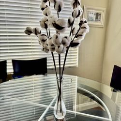 3 Cotton Floral Stems Includes Vase