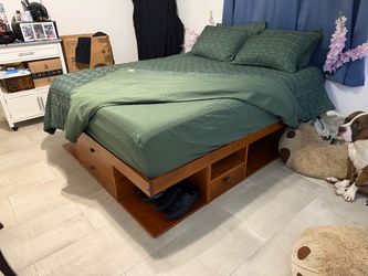 Wood Platform Bed Frame with Storage