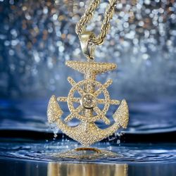 Sterling silver Diamond Stimulant Anchor pendant