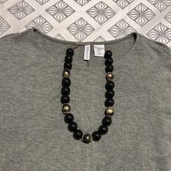 Black and Gold Chunky Ball Bead Necklace