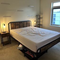 Queen size bedframe and mattress
