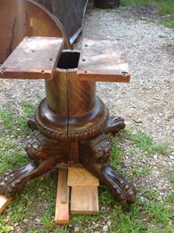 Tiger oak table sale with claw feet