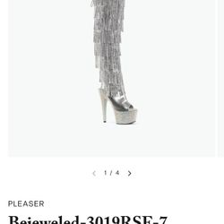 Pleaser Bejeweled Fringe Boots Sz 9