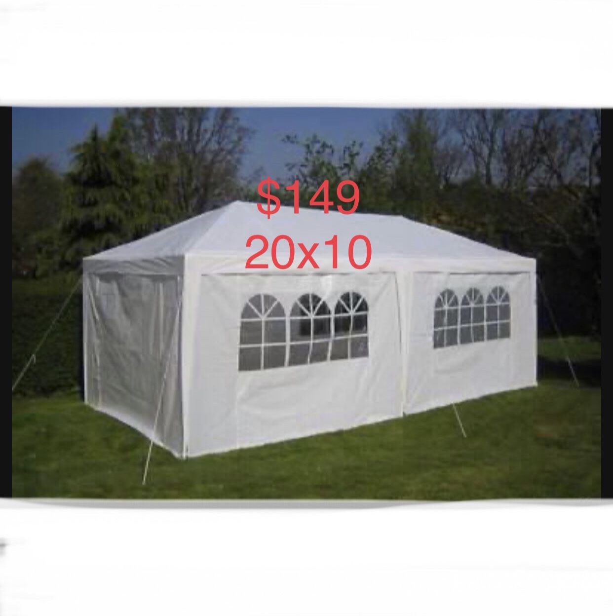 Canopy 10x20ft Canopy Tent with 6 Sidewalls Protable Tent for Parties Beach Camping Party (10x20,White)
