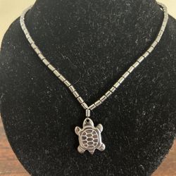 Hematite Necklace With Turle